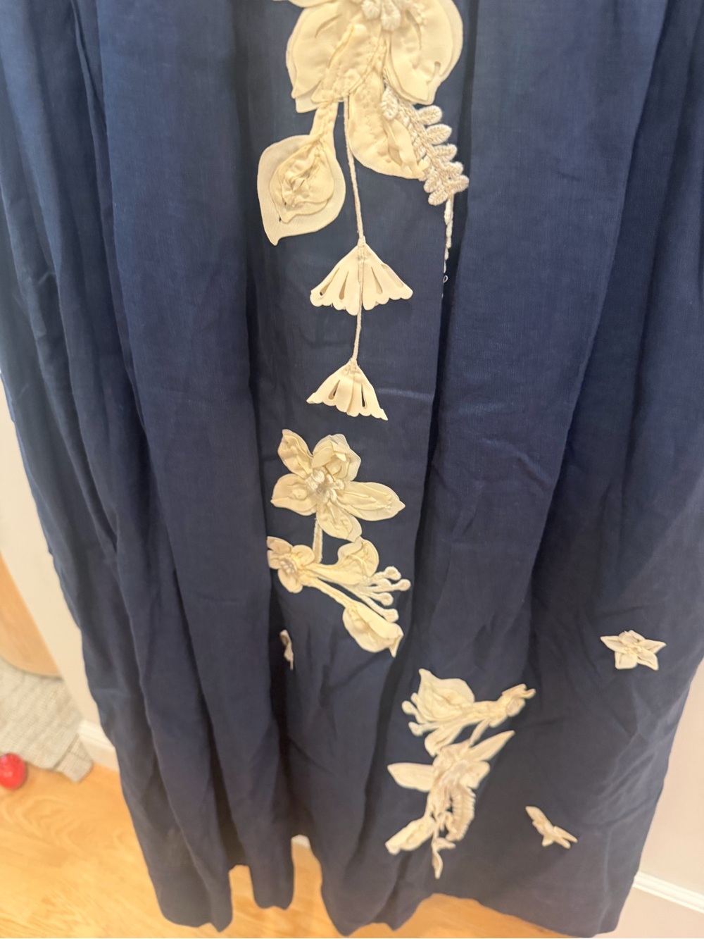 Agua by Agua Bendita Navy Maxi Dress with Ivory Floral Appliqués - Picture 14 of 16